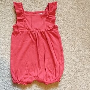 Carter's Sleeveless One Piece Girls Size 18 Months Coral Red Ruffles Vacay Beach